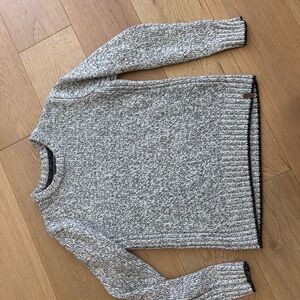 Roots Men's Marled Cream and Black Crewneck Sweater